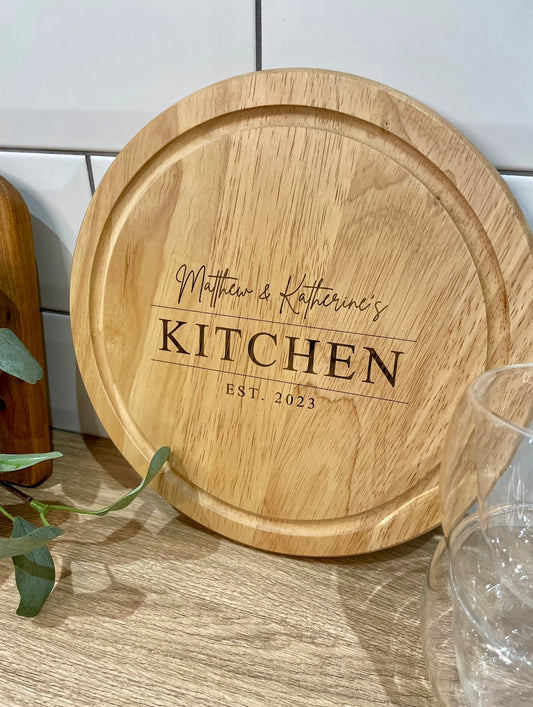Personalised Chopping Board | Couples Gift | Personalised Kitchen | New Home Gift | Wedding Gift | Moving Gift | Round Wooden Chopping Board