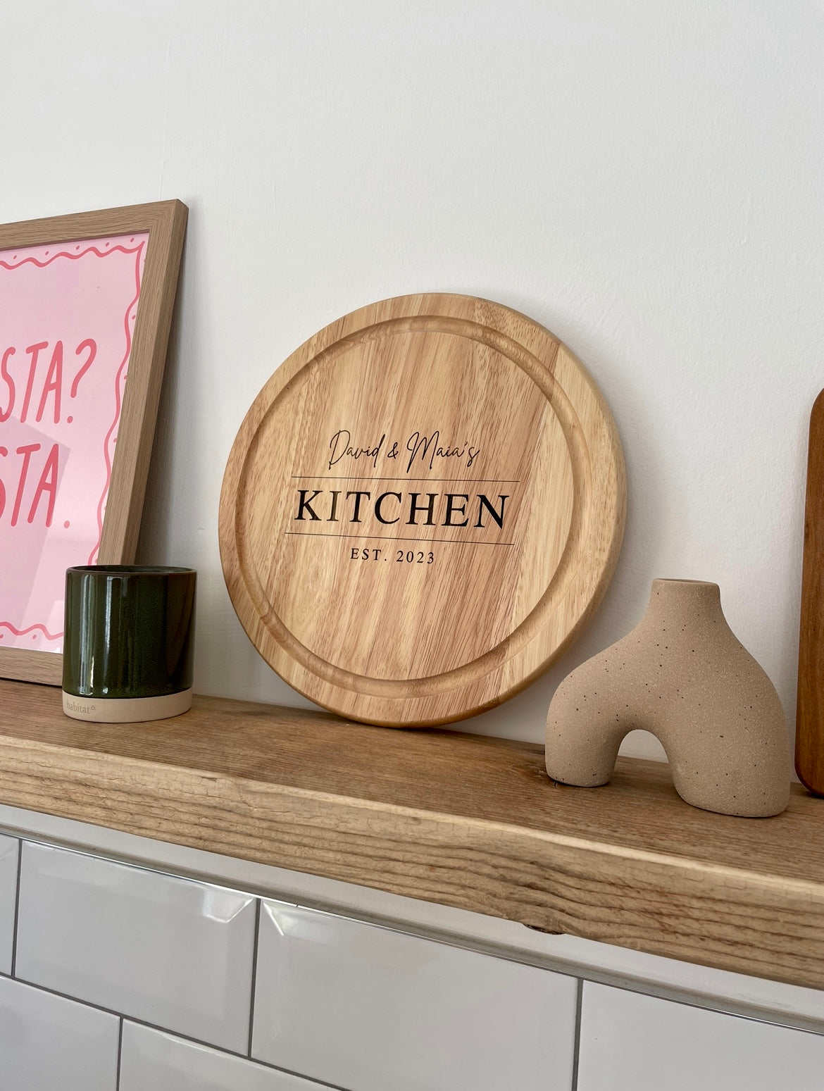 Personalised Chopping Board | Couples Gift | Personalised Kitchen | New Home Gift | Wedding Gift | Moving Gift | Round Wooden Chopping Board