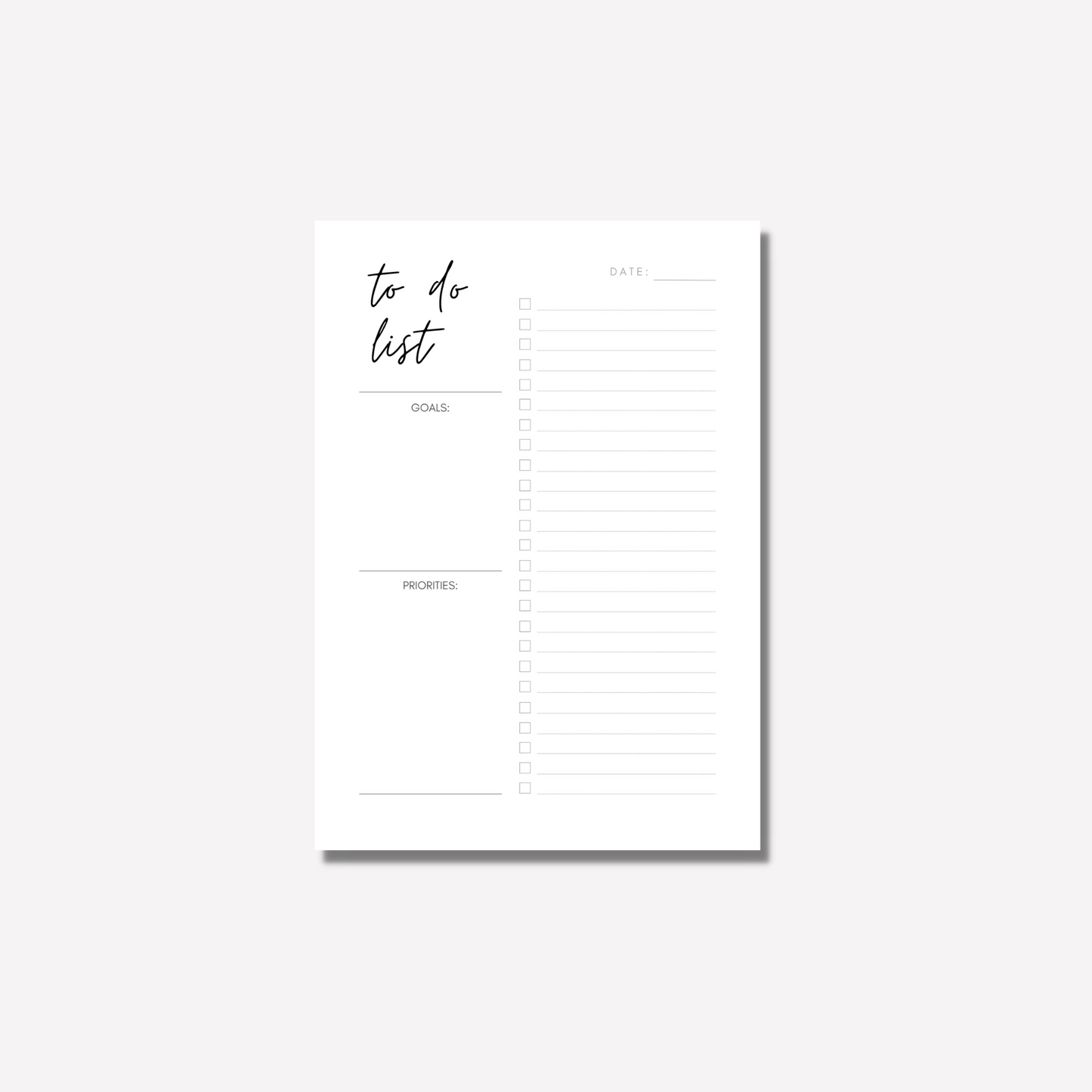 Minimalist To Do List | Goals & Priorities Planner | 50 Page Notepad | Planner | Organiser