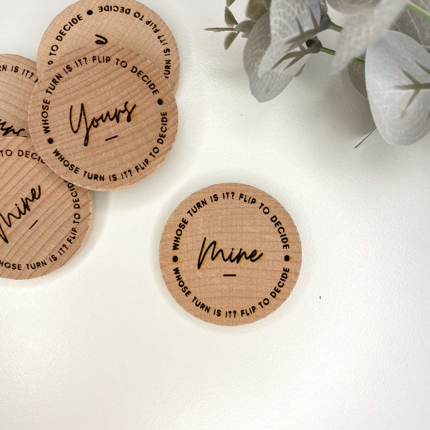 Decision Coin | Whose Turn Is It? | Flip to Decide Coin | Wooden | Couples Gift | Novelty | Funny | Valentine's Present | Anniversary