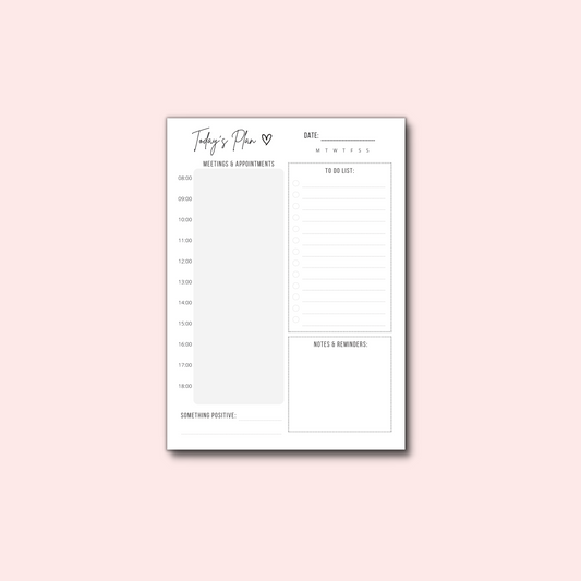 Today's Plan | Daily Planner Notepad | A5 Notepad | 50 Tear-Off Pages | Schedule Planner | Organiser | Desk Planner | Daily Planner Pad