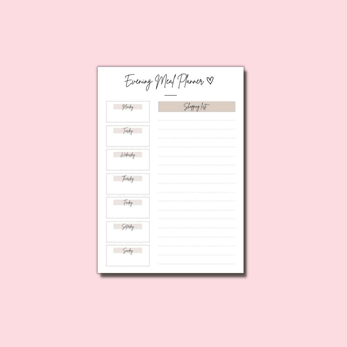 Magnetic Weekly Evening Meal Planner & Shopping List | 52 Page Notepad | Planner | Organiser | Meal Planner | Meal Prep | Food Planner