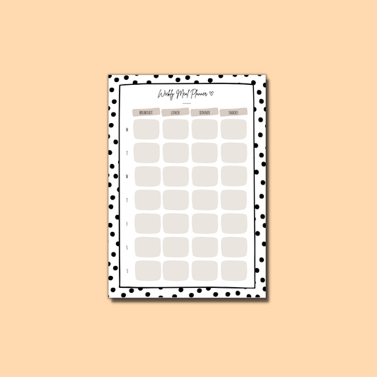 Polka Dot Weekly Meal Planner Notepad | 52 Page Notepad | Planner | Organiser | Meal Prep