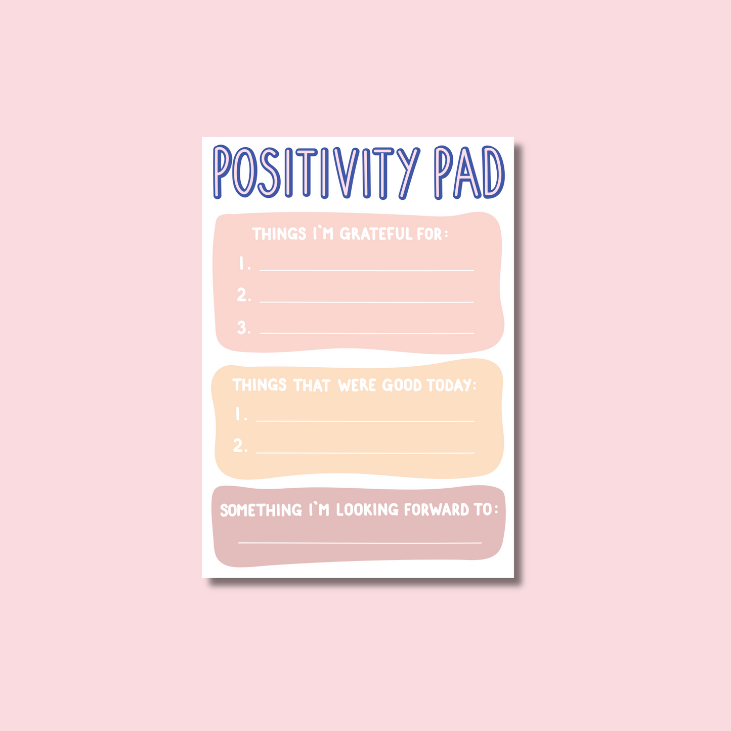 Positive Pad Notepad Planner | 50 Page A5 Notepad | Gratefulness | Mindfulness | Positivity