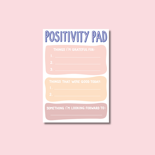 Positive Pad Notepad Planner | 50 Page A5 Notepad | Gratefulness | Mindfulness | Positivity