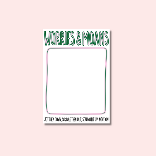 Worries & Moans Notepad | 50 Page Tear-Off Notepad | A5 Notepad | Worry Management | Anxiety Relief | Anxiety Journal