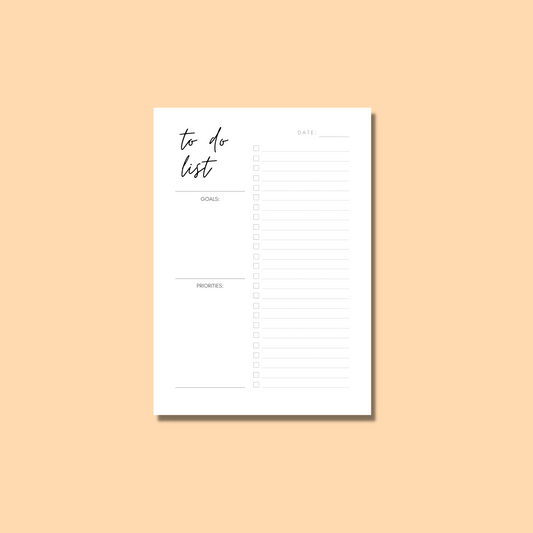 Minimalist To Do List | Goals & Priorities Planner | 50 Page Notepad | Planner | Organiser