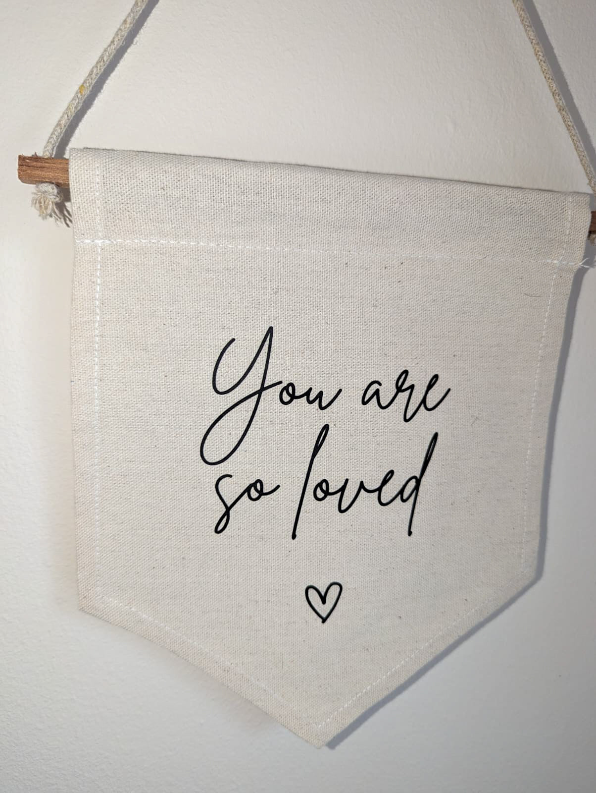 'You are so loved' Wall Hanging Flag Banner | Neutral Nursery Decor | Children's Bedroom | Nursery Wall Hanging | Personalised Canvas