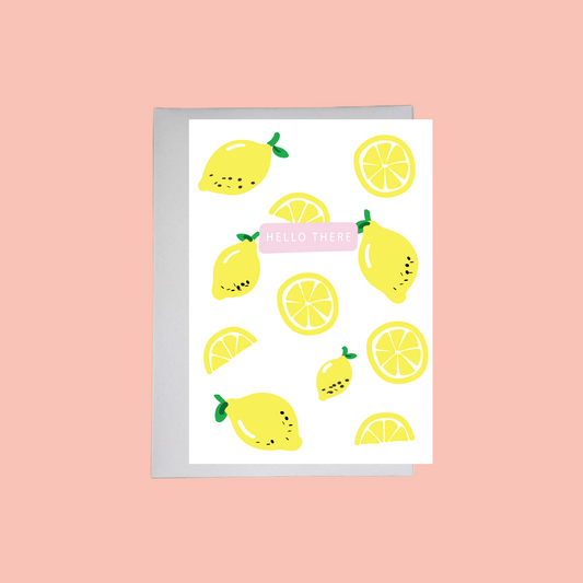 'Hello There' Lemon Greeting Card | A6 Greeting Card with Envelope | All Occasions Greeting Card