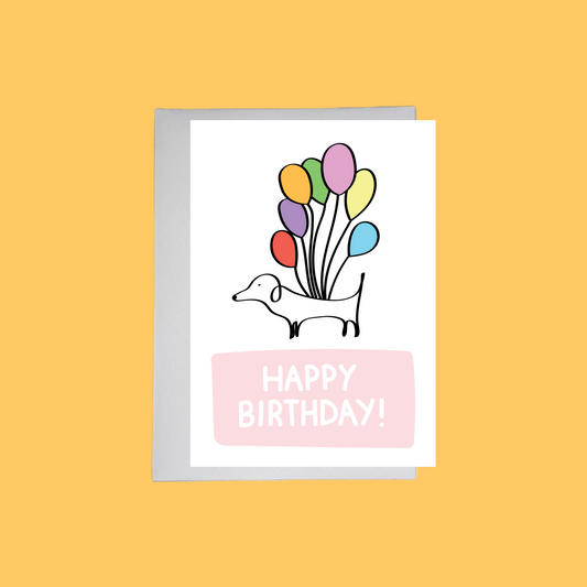 Happy Birthday Sausage Dog Greeting Card | A6 Card | Dachshund | Sausage Dog Gifts