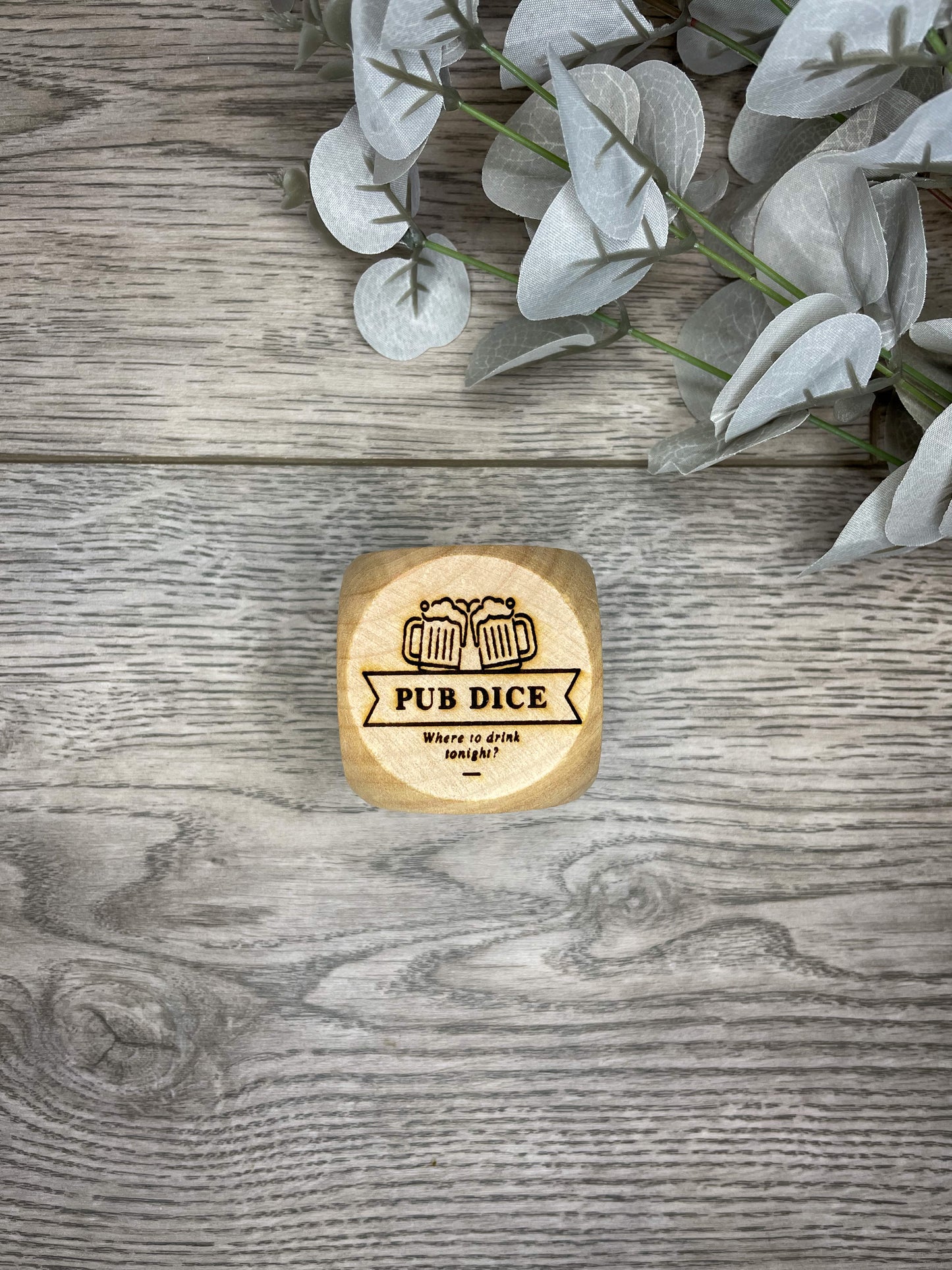 Custom Pub Dice | Where to drink tonight? | Decision Dice | Engraved Wooden Dice | Personalised Dice | Gifts for Him | Gifts for Beer Lovers