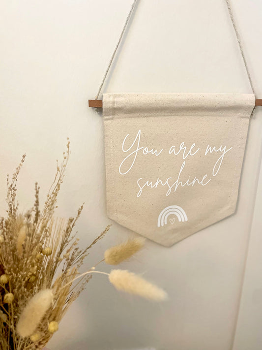 'You Are My Sunshine' Wall Hanging Flag | Canvas Banner | Neutral Nursery | Nursery Accessories | Nursery Wall Art | Boho Nursery | Newborn