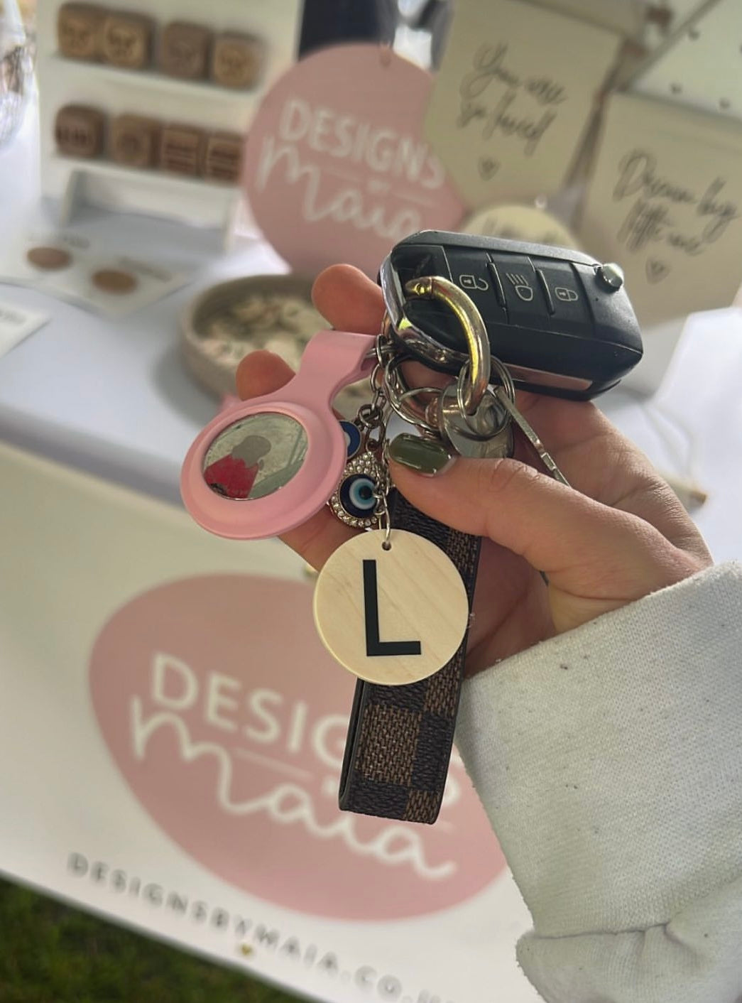 Black Initial Keyring | Initial Keychain | Car Keyring | Wooden Keyring | Vinyl Initial | Letter Keychain | Initial Gifts | Car Keychain