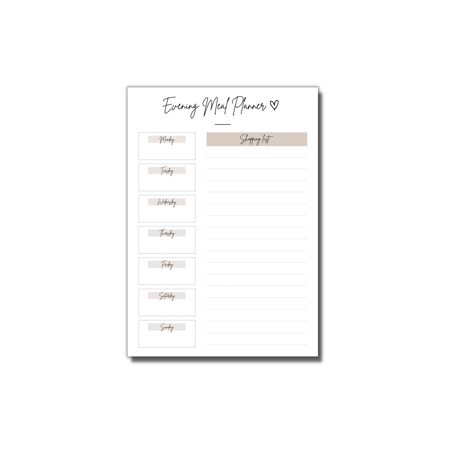 Magnetic Weekly Evening Meal Planner & Shopping List | 52 Page Notepad | Planner | Organiser | Meal Planner | Meal Prep | Food Planner