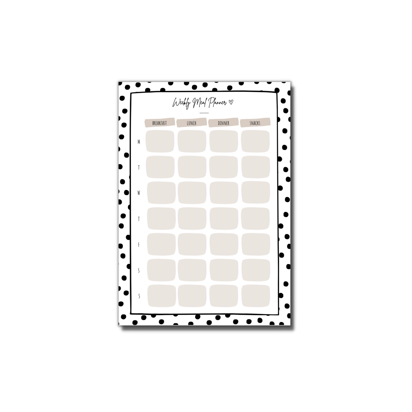 Polka Dot Weekly Meal Planner Notepad | 52 Page Notepad | Planner | Organiser | Meal Prep