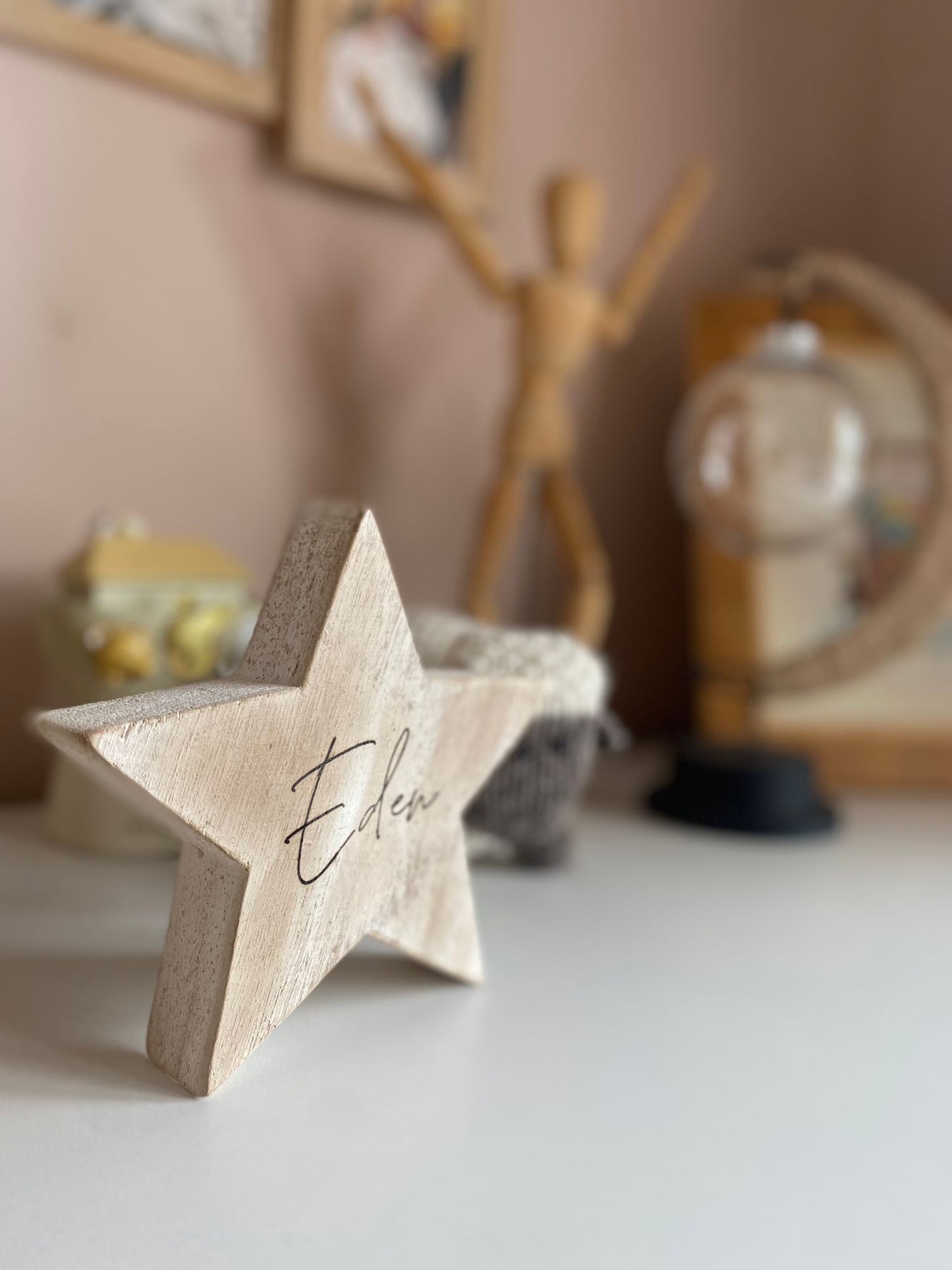 Personalised Engraved White Washed Wooden Star | Little Ones | Nursery | Baby | Toddler | Child's Room | Keepsake | Newborn Gift | Sentimental Gifts