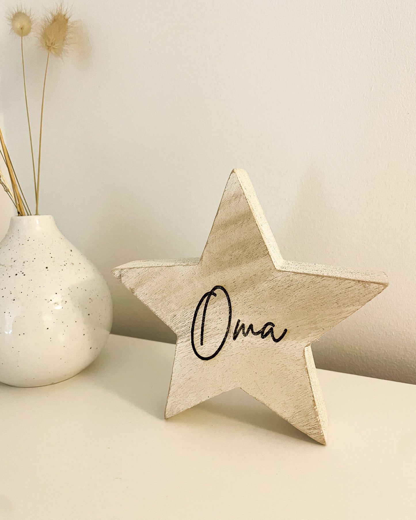 Personalised Engraved White Washed Wooden Star | Little Ones | Nursery | Baby | Toddler | Child's Room | Keepsake | Newborn Gift | Sentimental Gifts