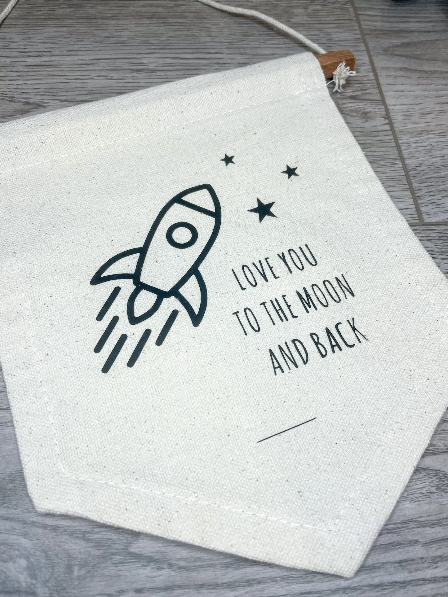 'Love You to The Moon and Back' Wall Hanging Flag | Neutral Nursery