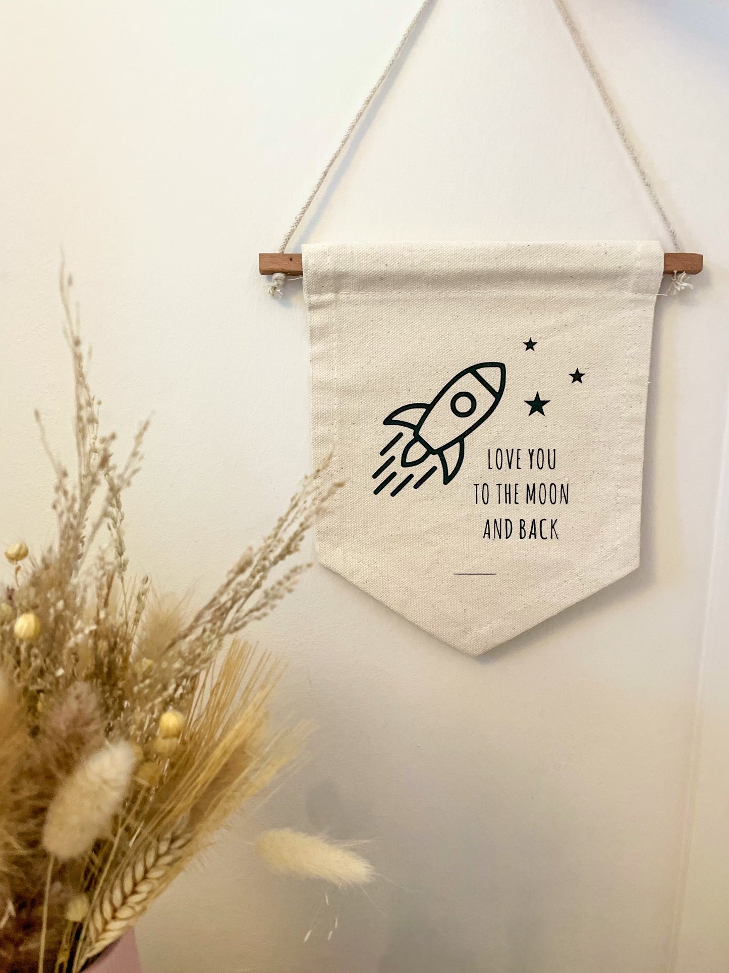 'Love You to The Moon and Back' Wall Hanging Flag | Neutral Nursery